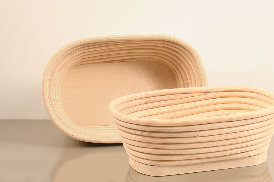 Cestino per lievitazione pasta di pane MEETOZ in rattan foderato 10 pollici Beige forma ovale fatto a mano 